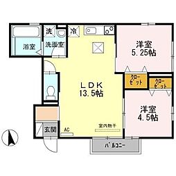 D-room本町北 2LDKの間取図画像