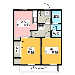 フレグランス本市場B 2DKの間取図画像