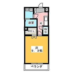 ヴィヴルミュウ2 1Kの間取図画像