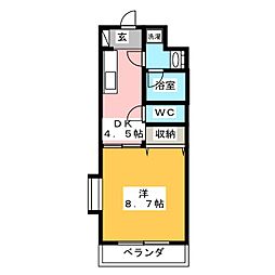 コスモハイツKATOH 1DKの間取図画像