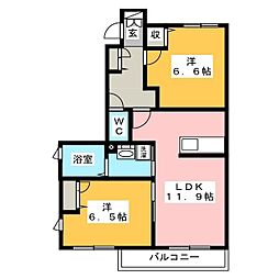 アヴァンセ本市場C 2LDKの間取図画像
