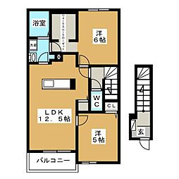 シエル2 2LDKの間取図画像