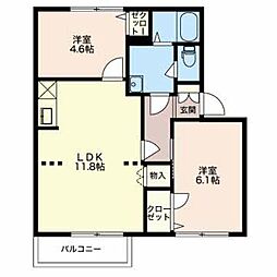 ウイングハイツC 2LDKの間取図画像