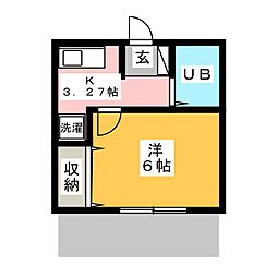 エスポワールフジ 1Kの間取図画像