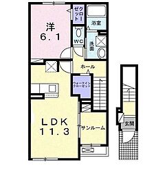 アティランテール 1LDKの間取図画像