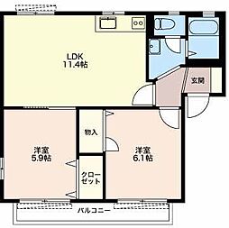 エグゼコート1 2LDKの間取図画像