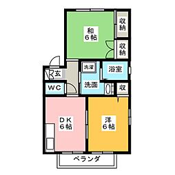エレガンス美土原 2DKの間取図画像