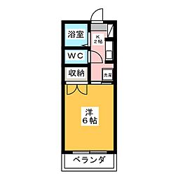 プチハウス森島PART1 1Kの間取図画像