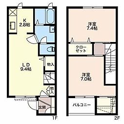 エルム2 2LDKの間取図画像