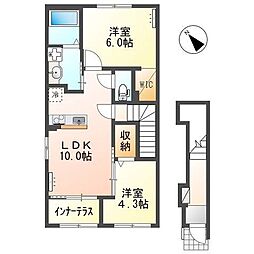 ニュークレスト七本松 2LDKの間取図画像