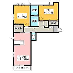 レガロ・デル・ソーレ 2LDKの間取図画像