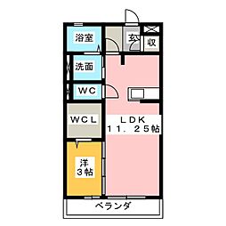 P.B.スクエア 1LDKの間取図画像