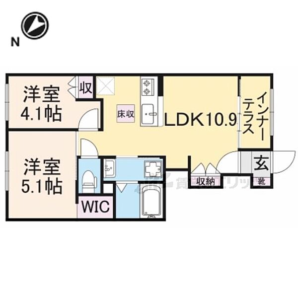 チェスナッツ 102｜滋賀県米原市宇賀野(賃貸アパート2LDK・1階・48.60㎡)の写真 その2