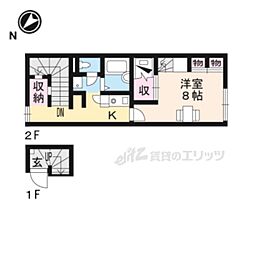 レオパレスRakuen 1Kの間取図画像