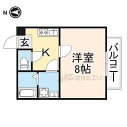 JR北陸本線 長浜駅 徒歩33分の賃貸アパート 2階1Kの間取り