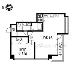 ローズマンション 2階1LDKの間取り