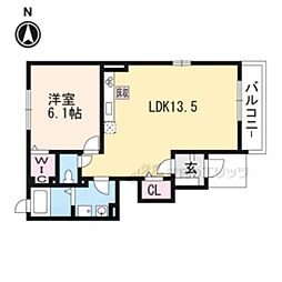 カーサkei3 1LDKの間取図画像