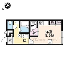 レオパレスエスポワール 2階1Kの間取り