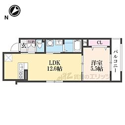 京阪石山坂本線 南滋賀駅 徒歩6分の賃貸アパート 2階1LDKの間取り