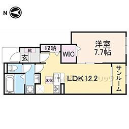JR草津線 甲南駅 徒歩11分の賃貸アパート 1階1LDKの間取り