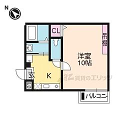 アークリード大津 4階1Kの間取り