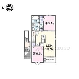 モンターニャ 2階2LDKの間取り