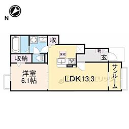 ＵＯ 1階1LDKの間取り