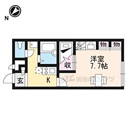 JR北陸本線 坂田駅 徒歩8分の賃貸アパート 2階1Kの間取り