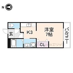 JR北陸本線 長浜駅 3.3kmの賃貸マンション 3階ワンルームの間取り