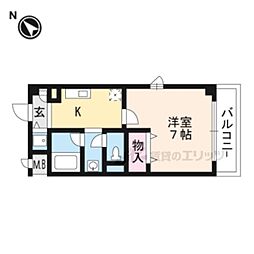 エスポワール湧の上 3階1Kの間取り