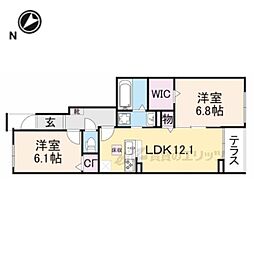 シエルクラスかわせみ 1階2LDKの間取り
