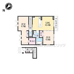 ｍｉｍｏｓａ　ｓｅｔａ 2階2LDKの間取り