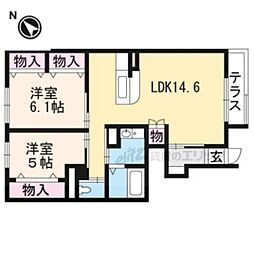 アルバ 1階2LDKの間取り