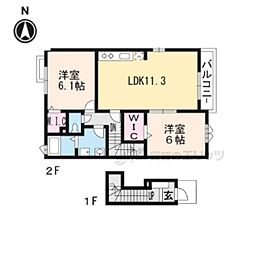 カーサＫｅｉIII 2階2LDKの間取り