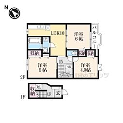 エレガンテ　ビビエンタ 2階3LDKの間取り