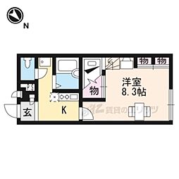近江鉄道近江本線 高宮駅 徒歩4分の賃貸アパート 2階1Kの間取り