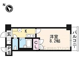 クレスト草津 6階1Kの間取り
