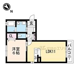 シャーメゾンリーリエＥ棟 1階1LDKの間取り