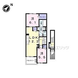 ローリエ 2LDKの間取図画像