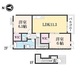 サザンアルミュールA 2LDKの間取図画像