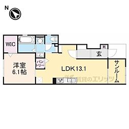 Yフォレスト五個荘 1LDKの間取図画像