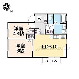 ウッドイオン 2LDKの間取図画像