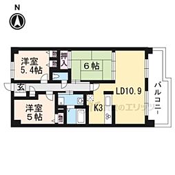 ヴィルヌーブ大津膳所 3LDKの間取図画像