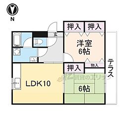 東英ハイツ2番館 2LDKの間取図画像