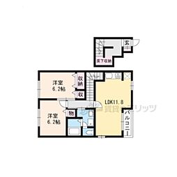 ラフィネ・シャトレー2番館B棟 2LDKの間取図画像