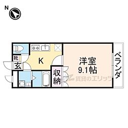 ジュピター 1Kの間取図画像