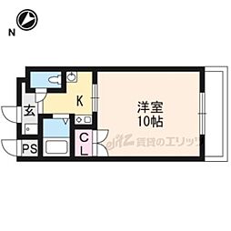 太陽ハイツ南草津3 1Kの間取図画像
