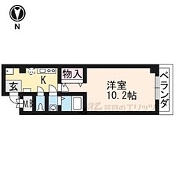 浜大津ヒルズ 1Kの間取図画像