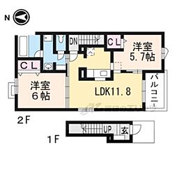 シャン・ノール21 2LDKの間取図画像
