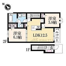 アストライア寄洲 2LDKの間取図画像
